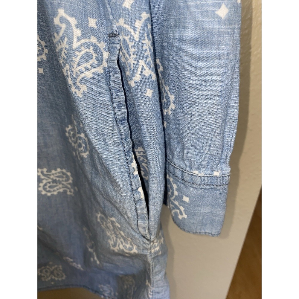 Gap Denim Shirt Dress Small Long Sleeve Pearl Snap Pockets Western Chambray - Picture 7 of 8